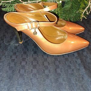 Everbest Copper Metallic Patent Leather Heeled Mules 36 EUC